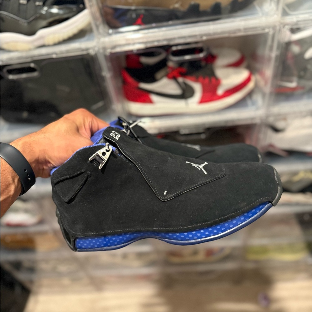 Jordan Black and Blue Athletic Shoes